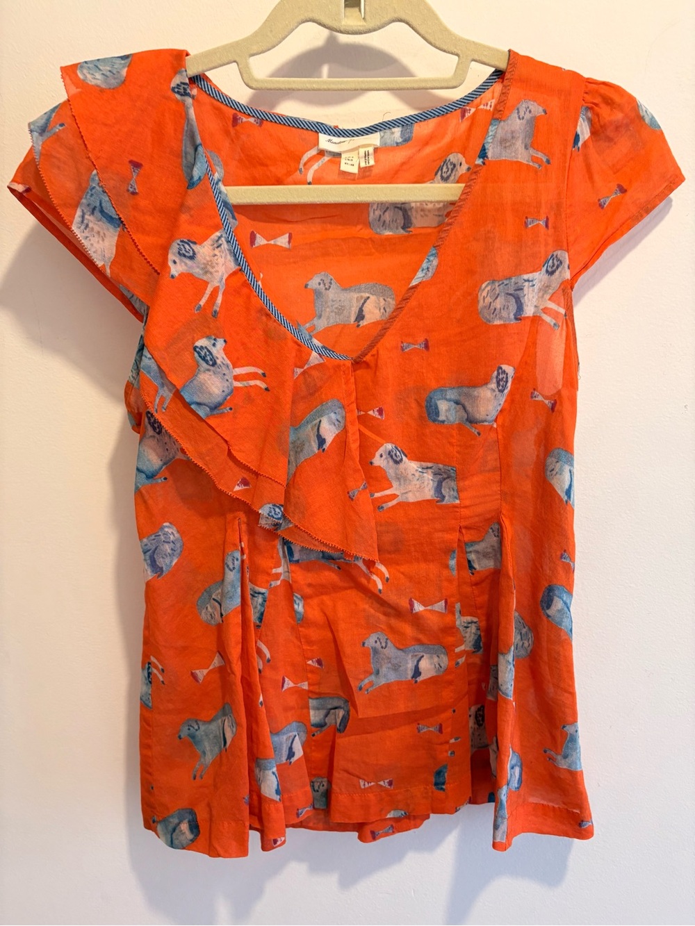 Meadow Rue Orange Sheep Print Blouse